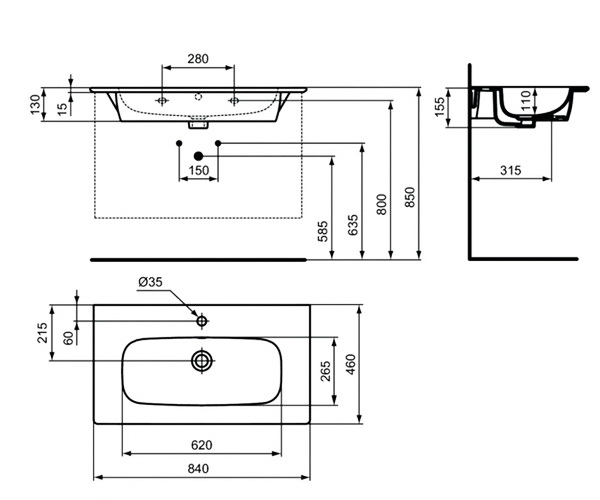 раковина IDEAL STANDARD I.LIFE 84